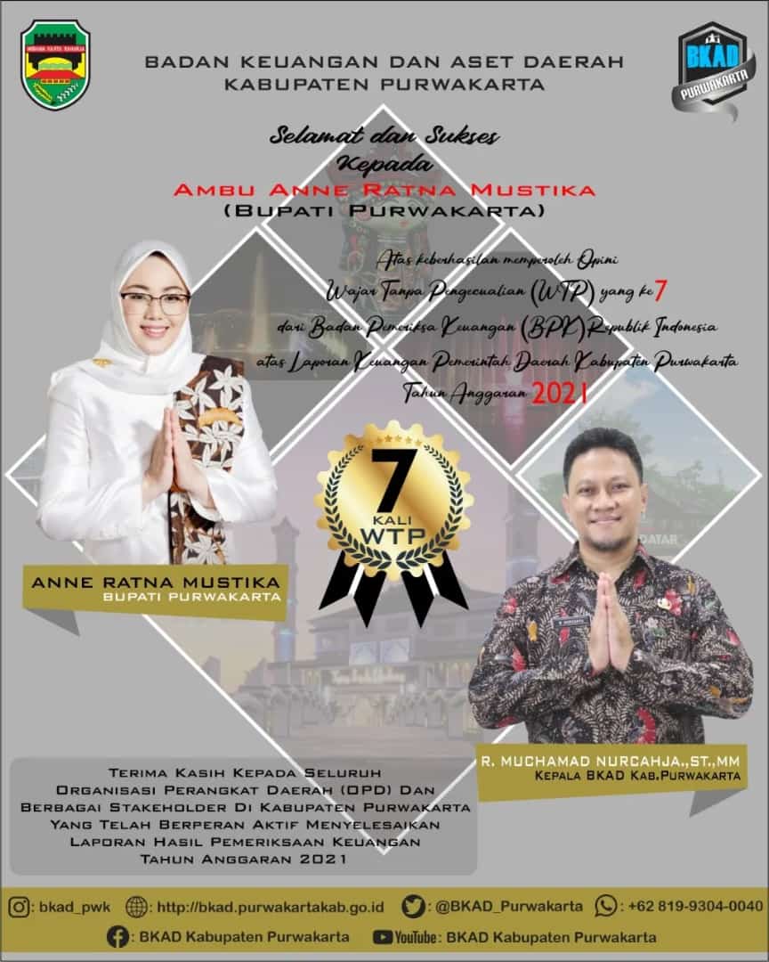 Kabupaten Purwakarta Raih Predikat WTP dari BPK RI 7 Kali Berturut-Turut