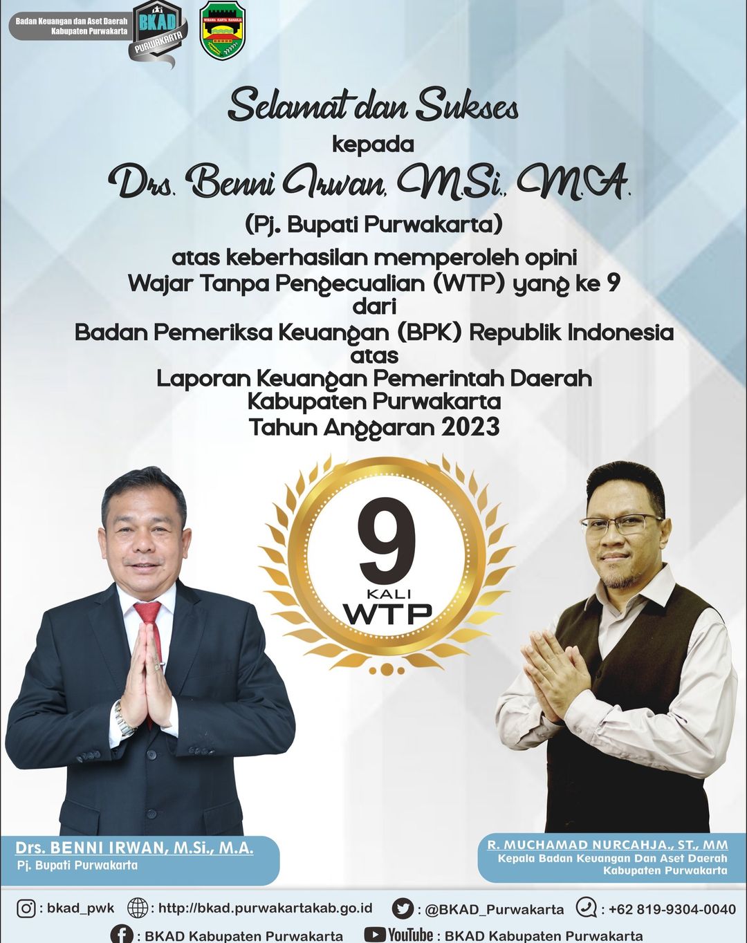 Penghargaan Wajar Tanpa Pengecualian (WTP) yang ke - 9 kali